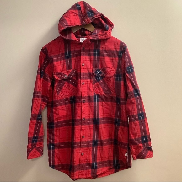 Firefly Plaid Button-up Hoodie. Size L. - Picture 1 of 7
